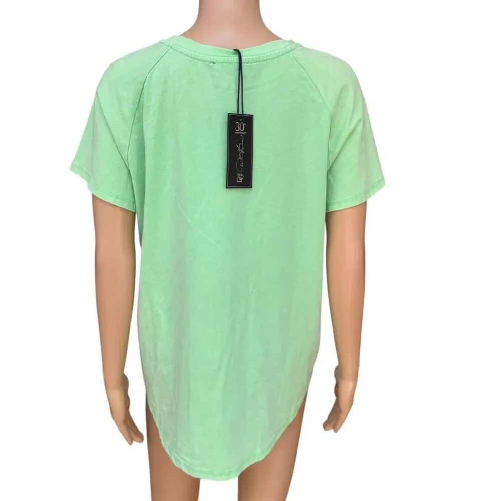 DG2 by Diane Gilman Snow Wash green lime Cotton Jersey Knit Tee size M NWT - Picture 5 of 9